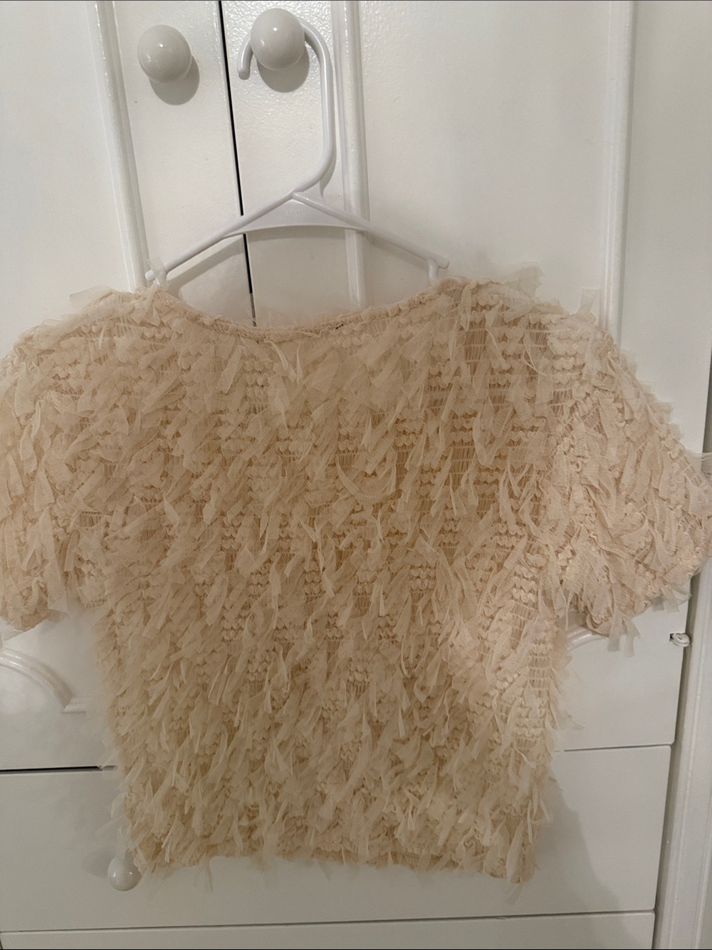Zara Beige Textured Short Sleeve Top - Picture 3 of 3